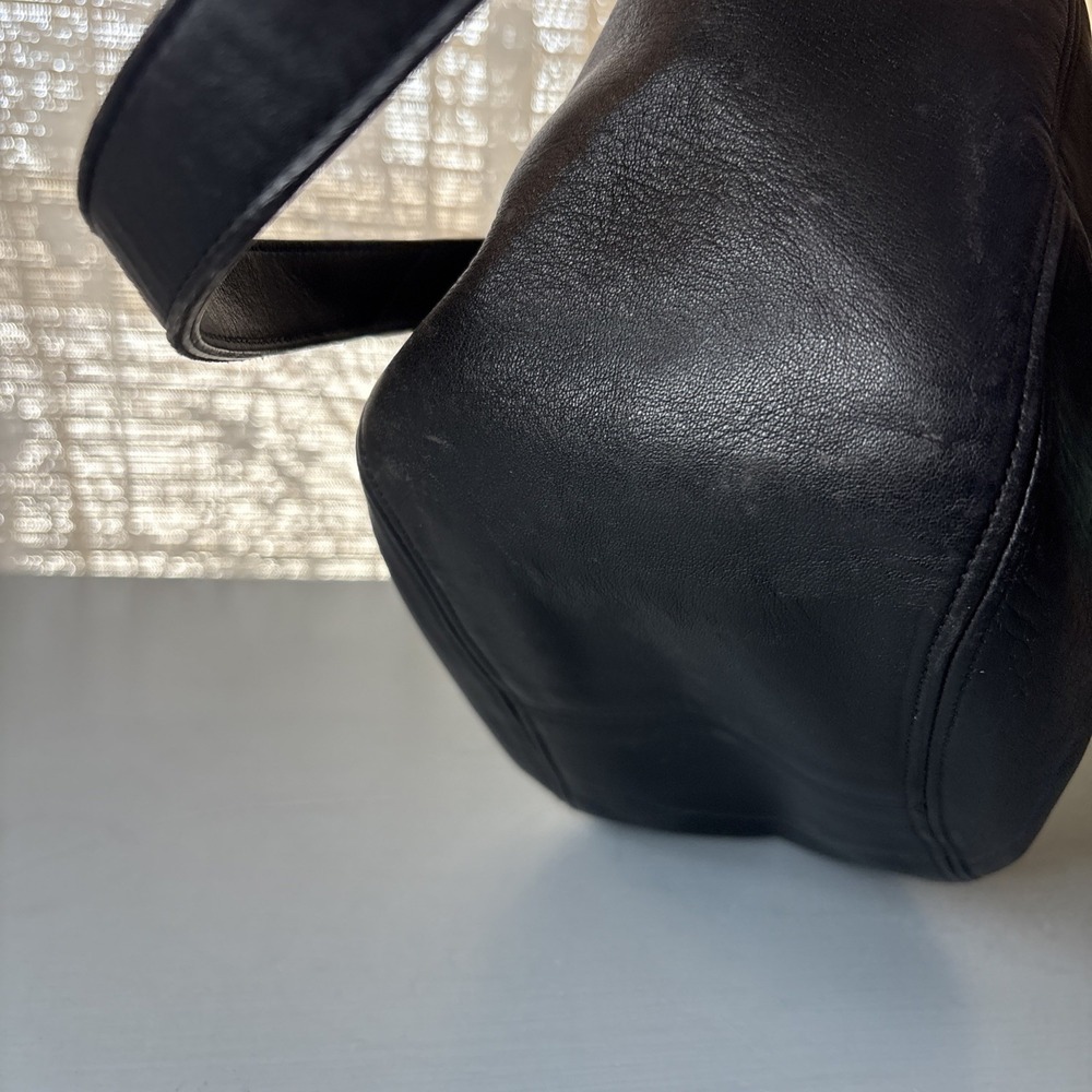 Vintage COACH Black Leather, Monterey Hobo Shoulder Bucket Bag, 90s USA - Picture 11 of 16